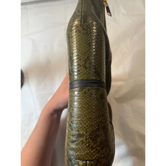 JOURNEE COLLECTION Womens Green Snakeskin Sarah Toe Block Heel Booties 8 M - Picture 15 of 15